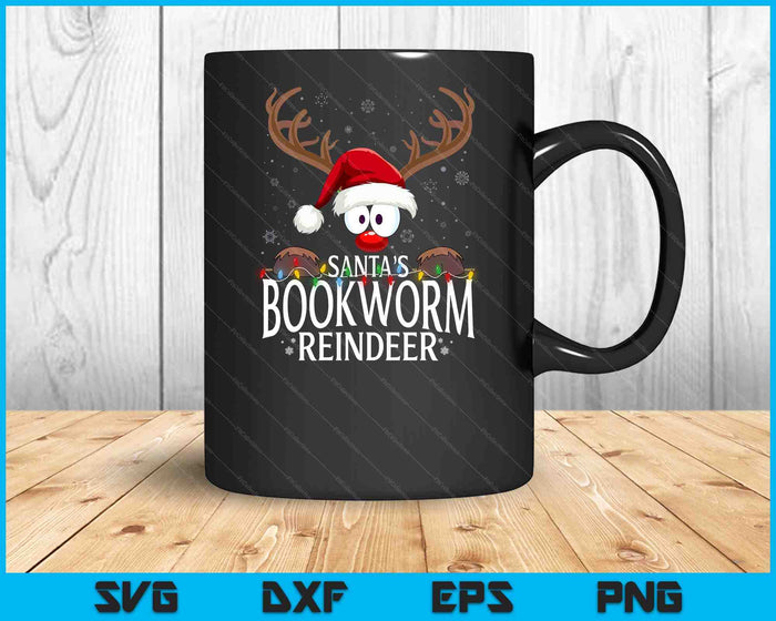 Christmas Santa's Bookworm Reindeer Matching X-Mas SVG PNG Digital Printable Files