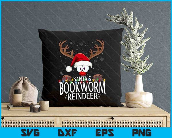 Christmas Santa's Bookworm Reindeer Matching X-Mas SVG PNG Digital Printable Files