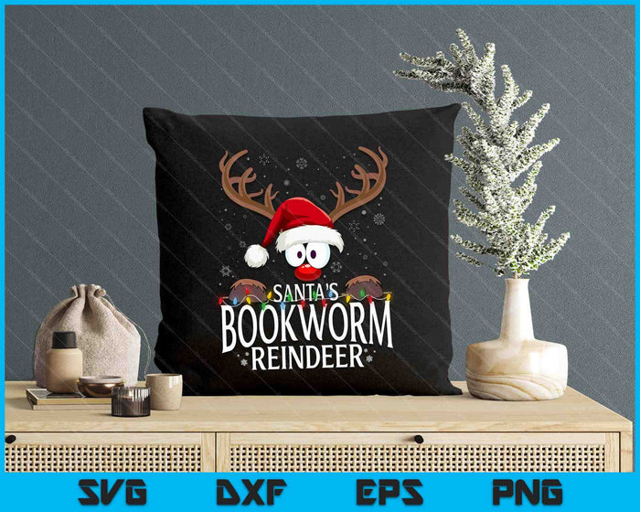 Christmas Santa's Bookworm Reindeer Matching X-Mas SVG PNG Digital Printable Files