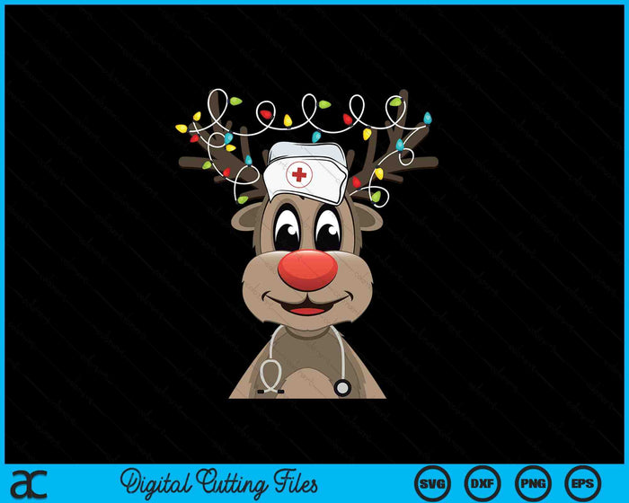 Christmas Scrub Top Reindeer Scrubs Rubber Gloves Nurses SVG PNG Digital Cutting Files