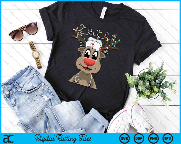 Christmas Scrub Top Reindeer Scrubs Rubber Gloves Nurses SVG PNG Digital Cutting Files