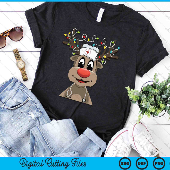 Christmas Scrub Top Reindeer Scrubs Rubber Gloves Nurses SVG PNG Digital Cutting Files