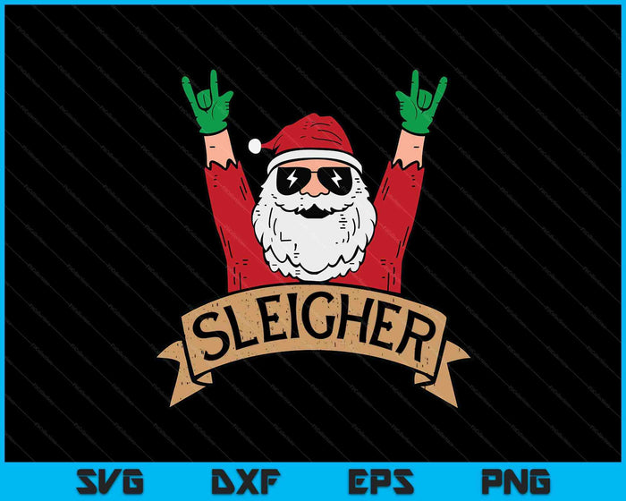 Christmas Sleigher Santa Rock Xmas Rocker SVG PNG Digital Printable Files