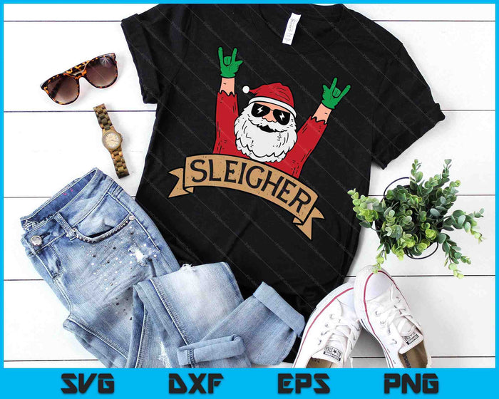 Christmas Sleigher Santa Rock Xmas Rocker SVG PNG Digital Printable Files