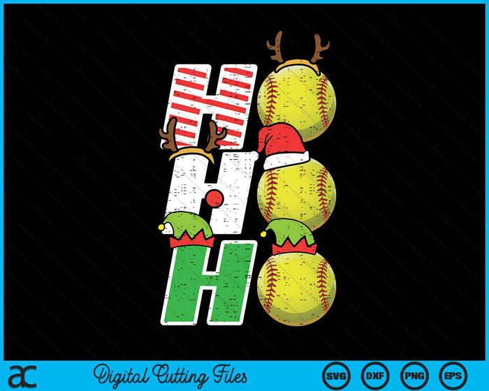 Christmas Softball Ho Ho Ho Softball Xmas Sport SVG PNG Digital Printable Files