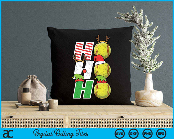 Christmas Softball Ho Ho Ho Softball Xmas Sport SVG PNG Digital Printable Files