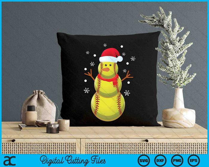 Christmas Softball Snowman SVG PNG Digital Printable Files