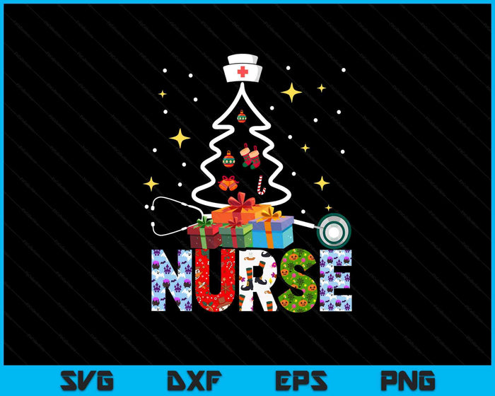 Christmas Stethoscope Xmas Tree Merry Christmas Nurse SVG PNG Digital Printable Files