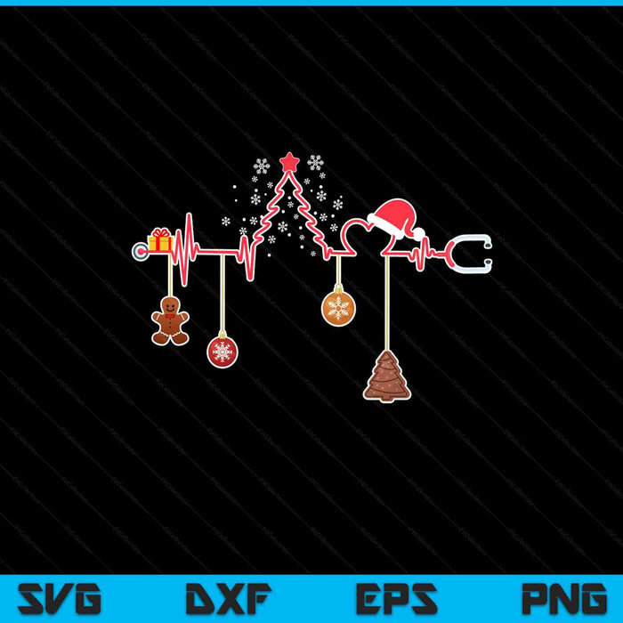 Christmas Tree Heartbeat Funny Christmas Nursing SVG PNG Digital Printable Files