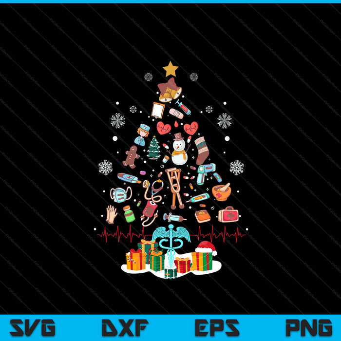 Christmas Tree Medical Tools Funny Nurse At Xmas Looks How SVG PNG Digital Printable Files