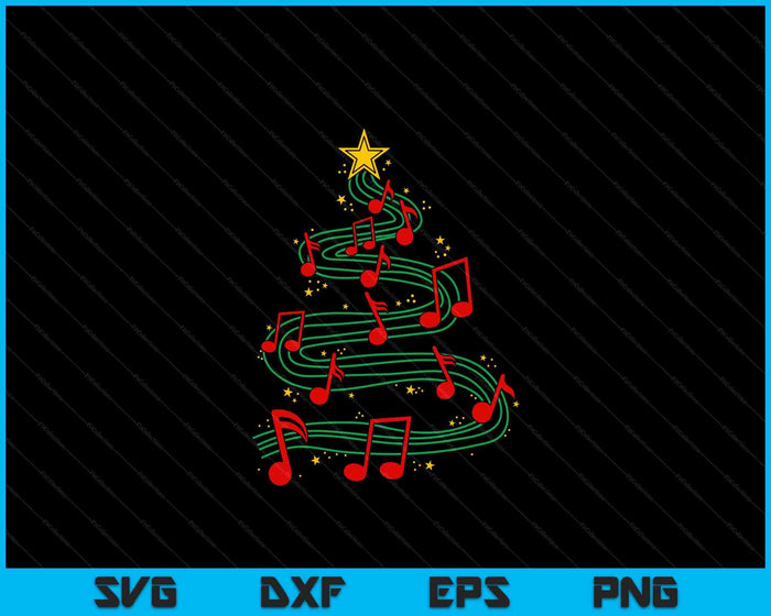 Christmas Tree Musical Notes Song Musician Sing Carols Music SVG PNG Digital Printable Files