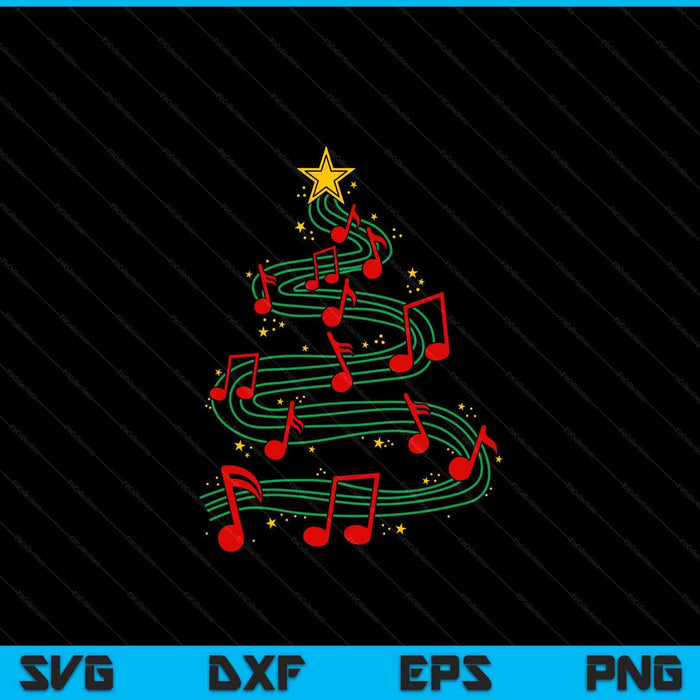 Christmas tree musical notes song musician sing carols music SVG cut file