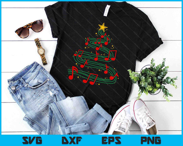 Christmas Tree Musical Notes Song Musician Sing Carols Music SVG PNG Digital Printable Files