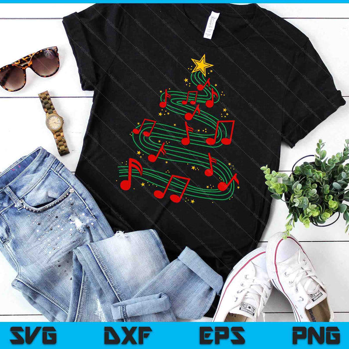 Christmas Tree Musical Notes Song Musician Sing Carols Music SVG PNG Digital Printable Files