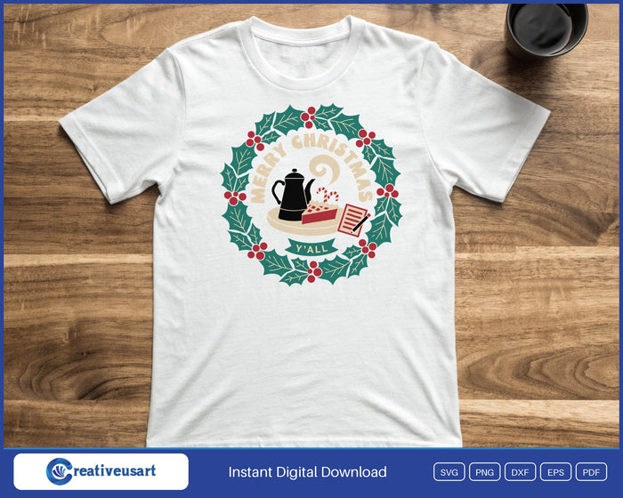 Christmas Waitress Apron SVG printed on a white t-shirt
