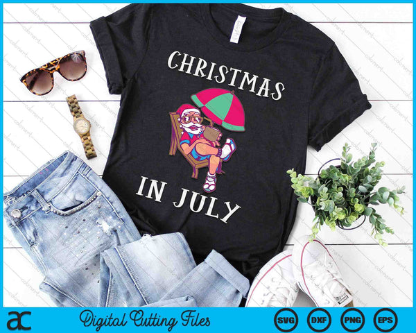 Christmas in July Santa on Beach Independence Day Summer SVG PNG Digital Cutting Files