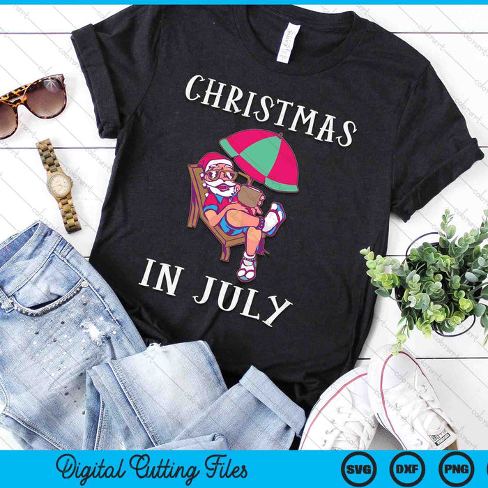 Christmas in July Santa on Beach Independence Day Summer SVG PNG Digital Cutting Files