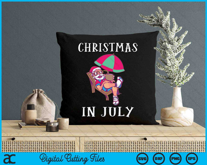 Christmas in July Santa on Beach Independence Day Summer SVG PNG Digital Cutting Files