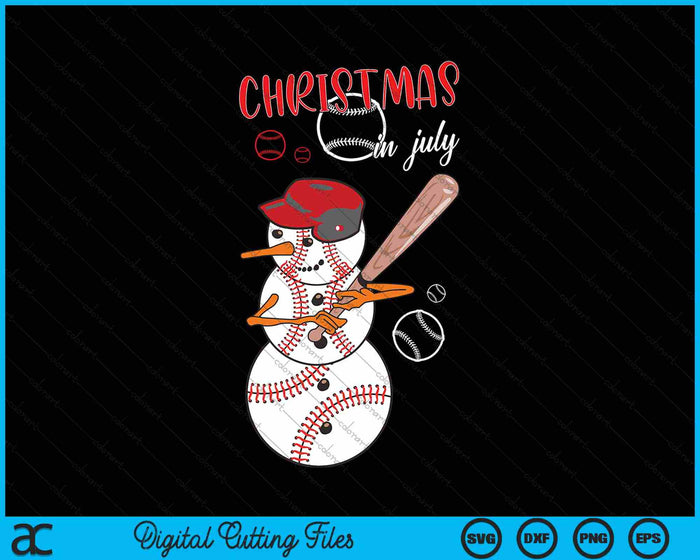Christmas In July For Baseball Fan Snowman SVG PNG Digital Cutting Files