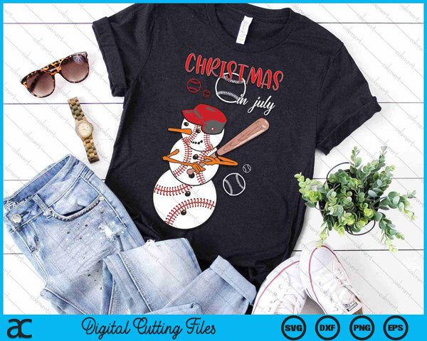 Christmas In July For Baseball Fan Snowman SVG PNG Digital Cutting Files