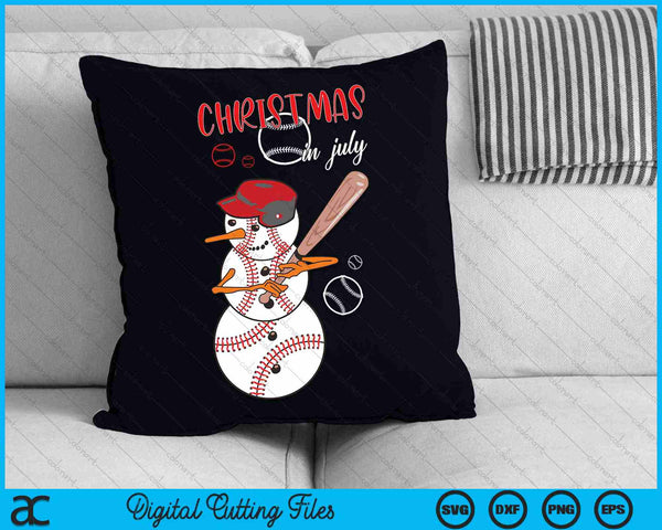 Navidad en julio para el aficionado al béisbol Snowman SVG PNG Archivos de corte digitales