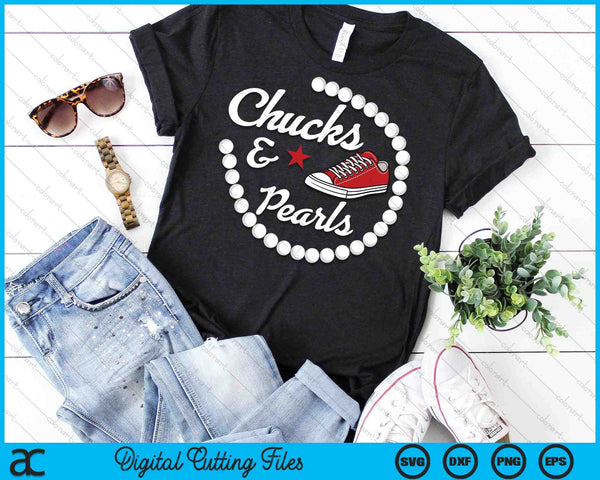 Chucks &amp; Pearls Kamala SVG PNG digitale snijbestanden - on a t-shirt