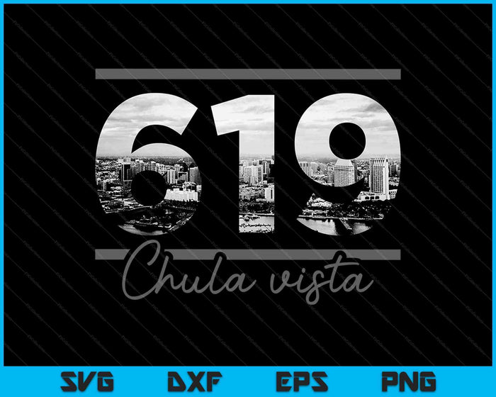 Chula Vista 619 Area Code Skyline California Vintage SVG PNG Cutting Printable Files