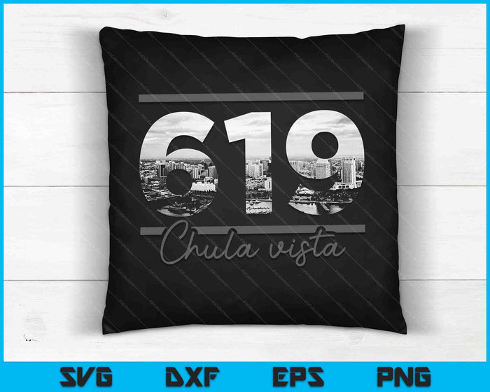 Chula Vista 619 Area Code Skyline California Vintage SVG PNG Cutting Printable Files