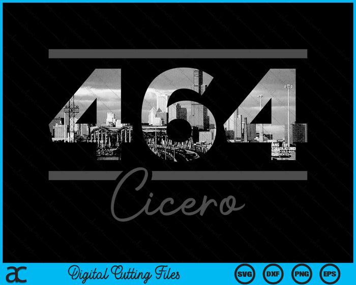 Cicero 464 Netnummer Skyline Illinois Vintage SVG PNG digitale snijbestanden 