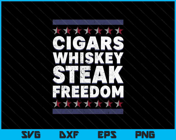 Sigaren Whisky Steak Vrijheid Grappige rokers Humidor SVG PNG Snijden afdrukbare bestanden