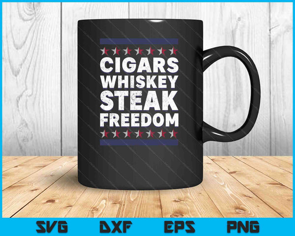 Cigarros Whisky Steak Freedom Divertidos Fumadores Humidor SVG PNG Cortar archivos imprimibles