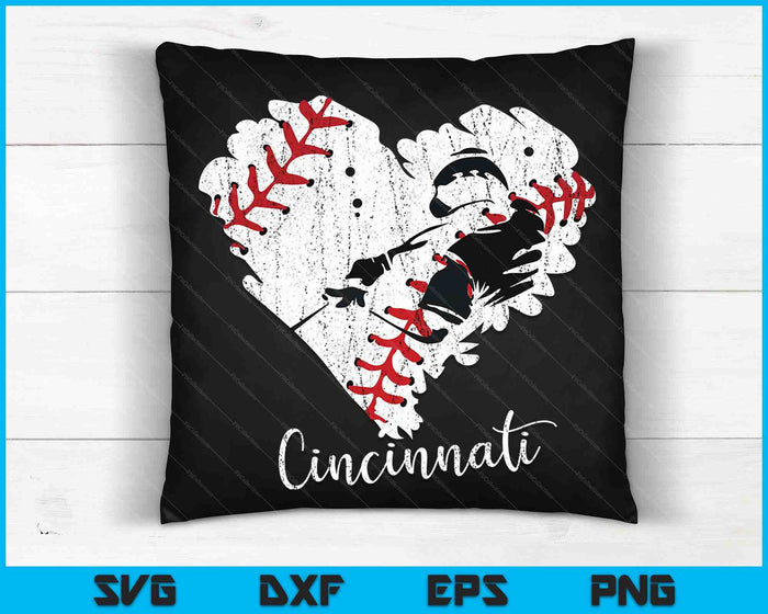 Cincinnati honkbal hart noodlijdende SVG PNG digitale snijbestanden