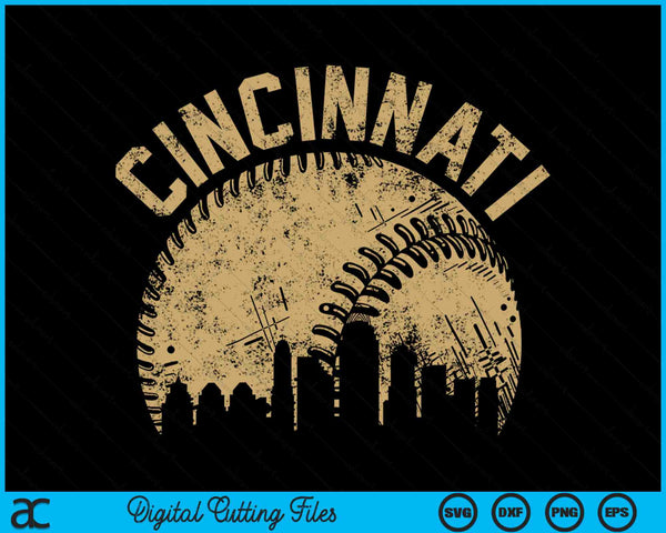 Cincinnati Baseball Skyline Player Coach Fan SVG PNG Digital Printable Files