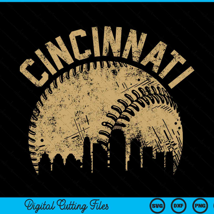 Cincinnati Baseball Skyline Player Coach Fan SVG PNG Digital Printable Files