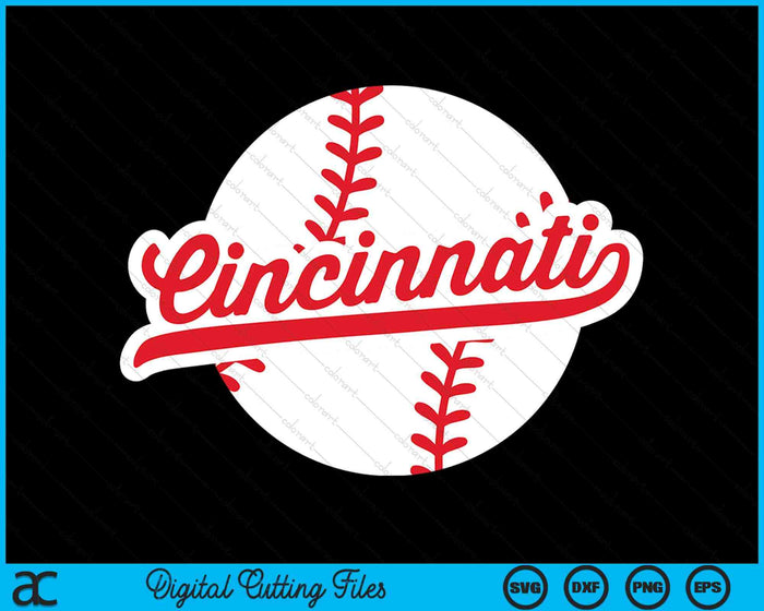 Cincinnati honkbal Vintage Ohio Pride Love City rode SVG PNG snijden afdrukbare bestanden