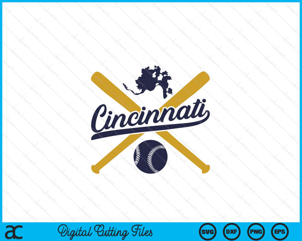 Cincinnati Baseball Vintage Wisconsin Pride Love City SVG PNG Digital Cutting Files