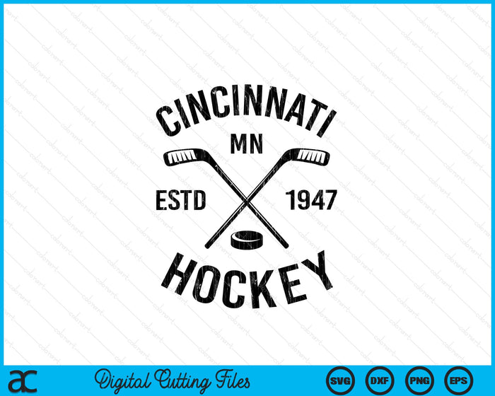 Cincinnati Minnesota Ice Hockey Sticks Vintage Gift SVG PNG Digital Cutting Files