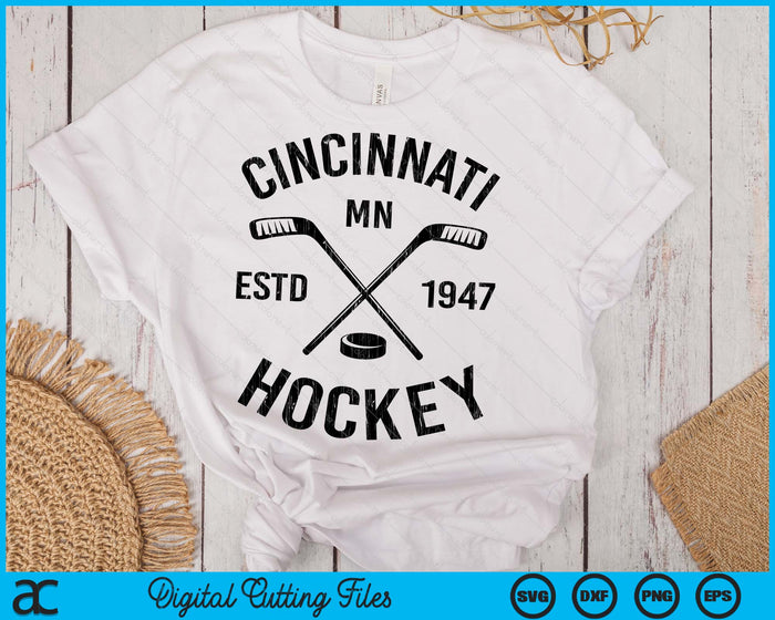 Cincinnati Minnesota Ice Hockey Sticks Vintage Gift SVG PNG Digital Cutting Files