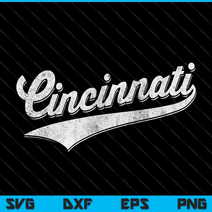 Cincinnati Ohio Retro Script Sports Jersey Flag SVG PNG Cutting Printable Files