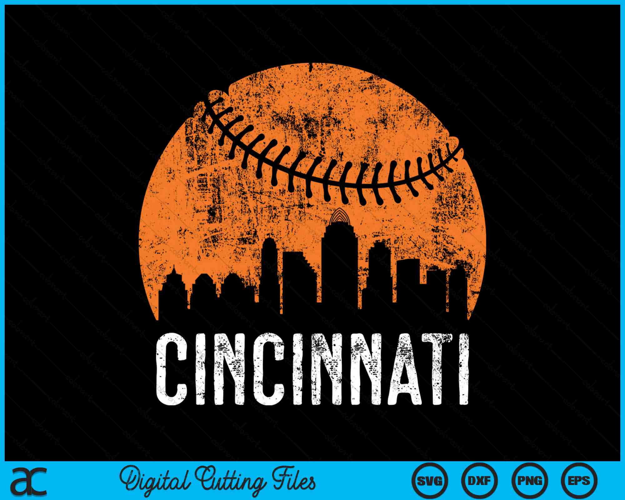 Cincinnati Baseball Lettering Cincinnati Skyline Cincinnati Baseball SVG PNG Printable Cutting Files ...