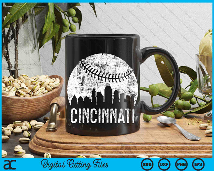 Cincinnati Skyline Vintage Cincinnati Baseball SVG PNG Digital Cutting Files