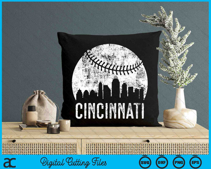 Cincinnati Skyline Vintage Cincinnati Baseball SVG PNG Digital Cutting Files