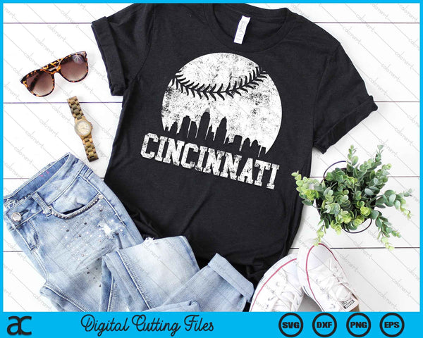 Cincinnati Béisbol Angustiado Gameday SVG PNG Archivos de corte digital - on a t-shirt