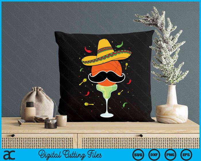Cinco De Mayo Basketball With Sombrero And Margarita SVG PNG Digital Cutting Files