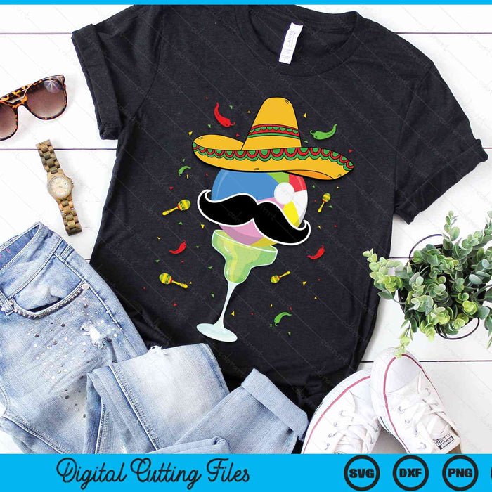 Cinco De Mayo strandbal met Sombrero en Margarita SVG PNG digitale snijbestanden