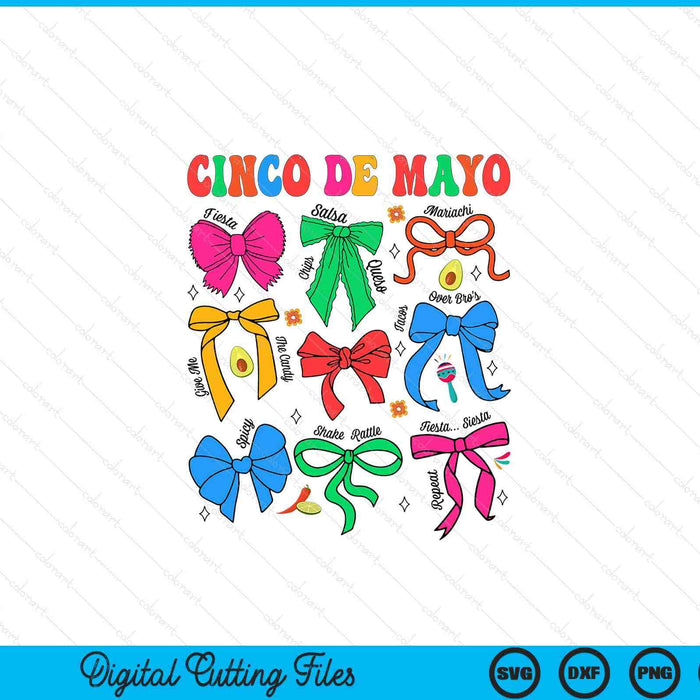 Cinco De Mayo Coquette Bow Mexican Party SVG PNG Digital Printable Files