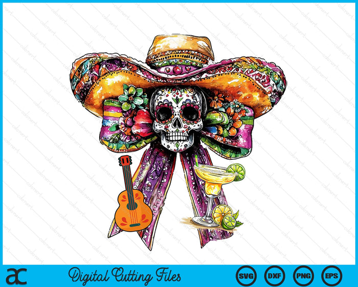 Cinco De Mayo Coquette Bow Mexico Tequila Sugar Skull Festival SVG PNG Digital Printable Files