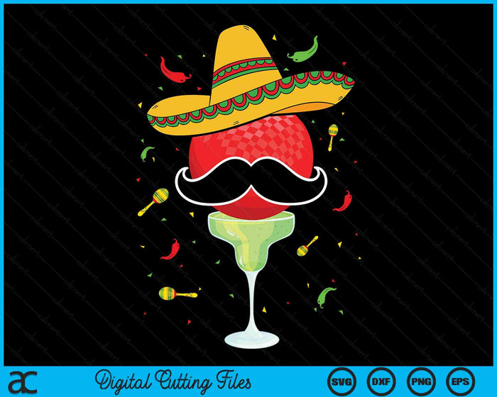 Cinco De Mayo Dodgeball With Sombrero And Margarita SVG PNG Digital Cutting Files