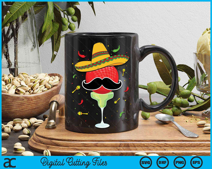 Cinco De Mayo Dodgeball With Sombrero And Margarita SVG PNG Digital Cutting Files