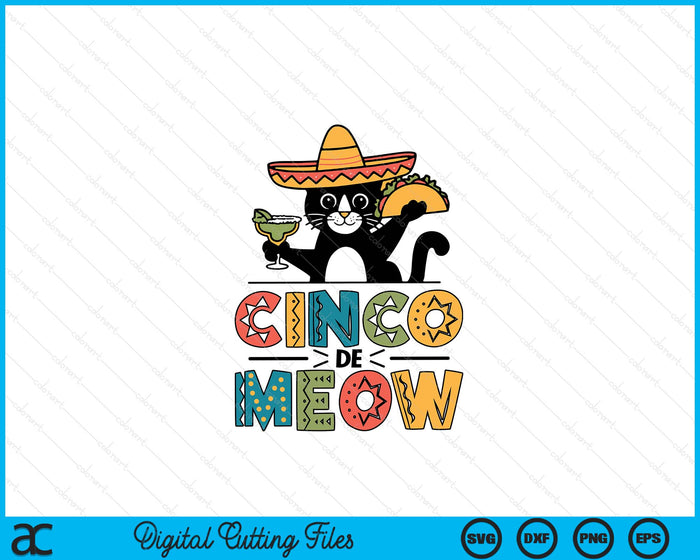 Cinco De Mayo Fiesta Mexican Cat SVG PNG Digital Printable Files